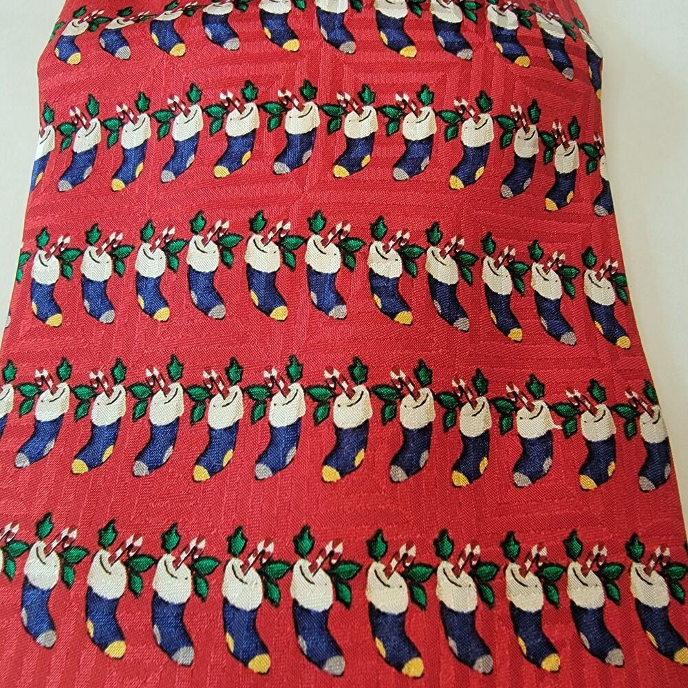 FN Christmas Tie- Stockings- Red- 100% Silk